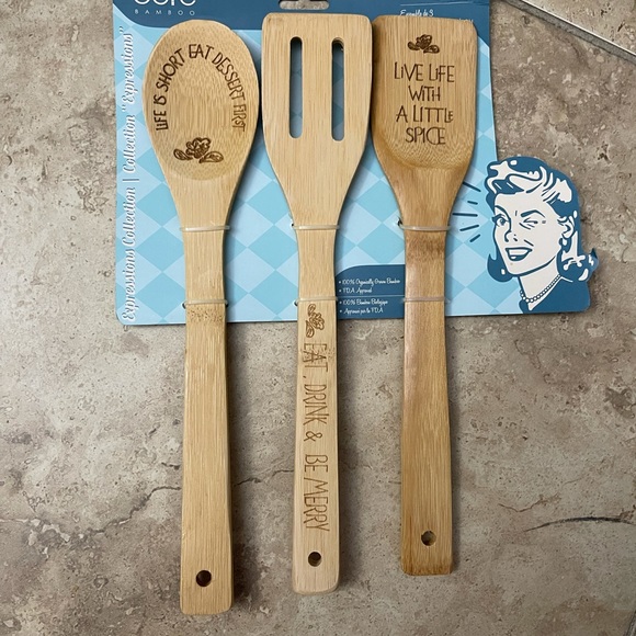 Bamboo Utensils With Expressions - Picture 1 of 4